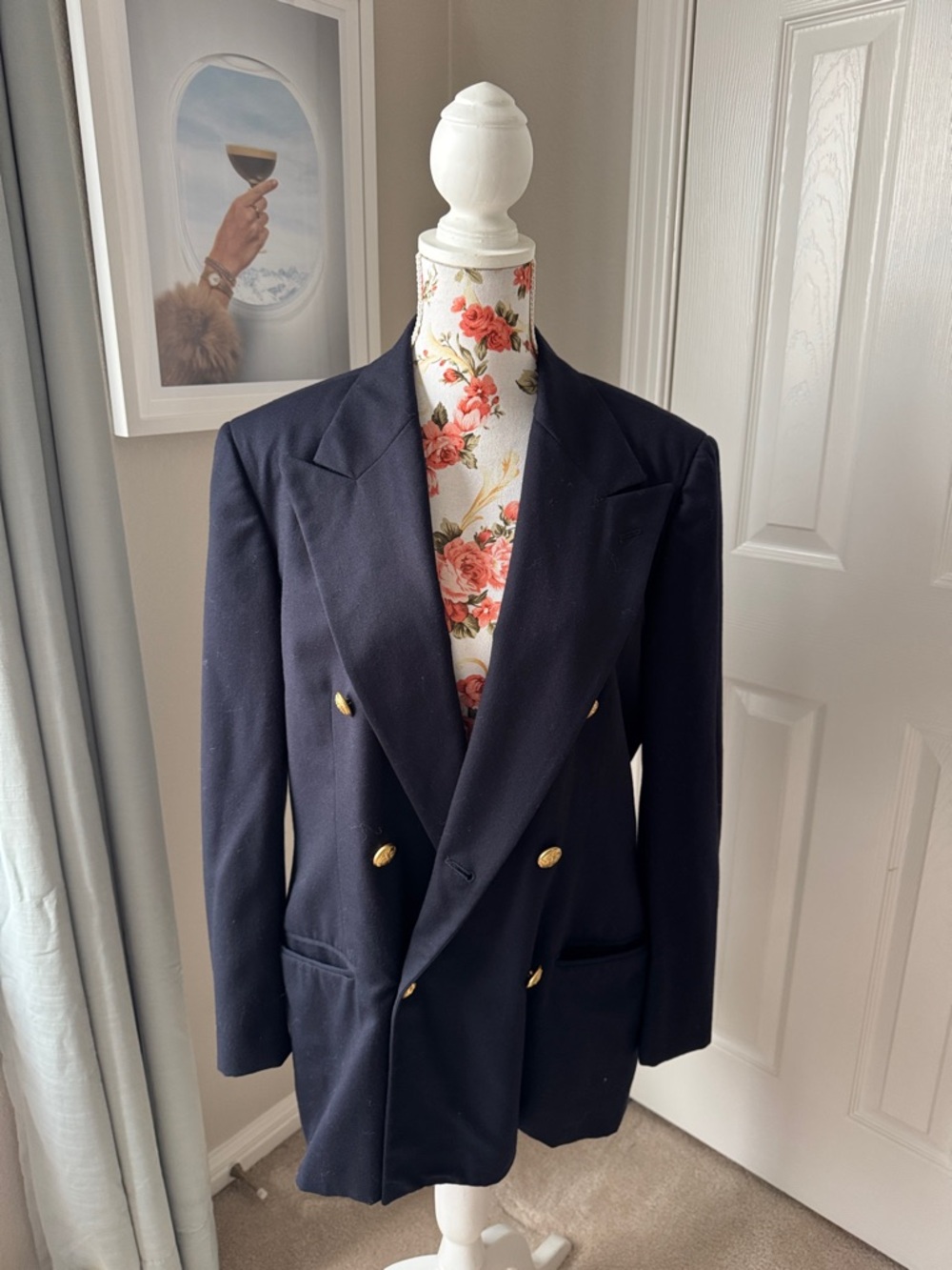 Ralph Lauren Navy Double-Breasted Blazer with Gold Buttons